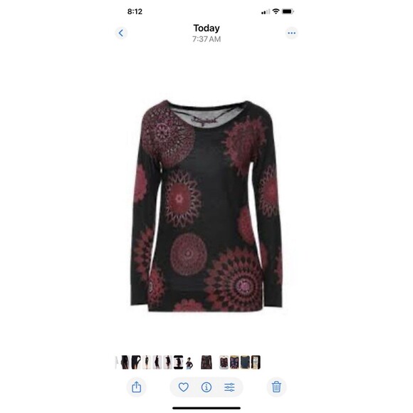 Desigual Embellished Sequin Dark Florals Mandala Floral Print Tunic Sweater L - Picture 7 of 8